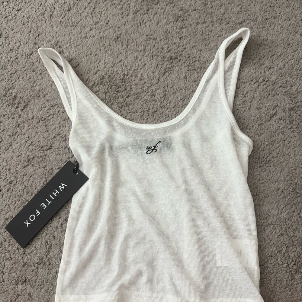 White Fox Boutique Fitted White Tank Top Semi Sheer Cover Up